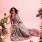 Gray Cotton Digital Print Floral Saree with Unstitched Blouse - Hiral Fashion | Swadesiicart