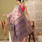 Pink Cotton Digital Print Floral Saree with Unstitched Blouse - Hiral Fashion | Swadesiicart