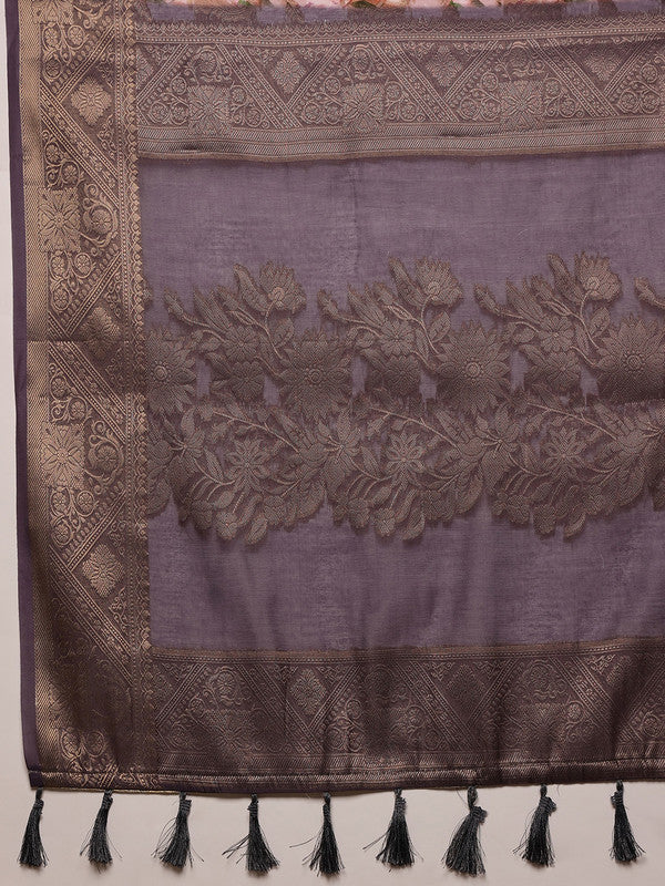 Pink Cotton Digital Print Floral Saree with Unstitched Blouse - Hiral Fashion | Swadesiicart