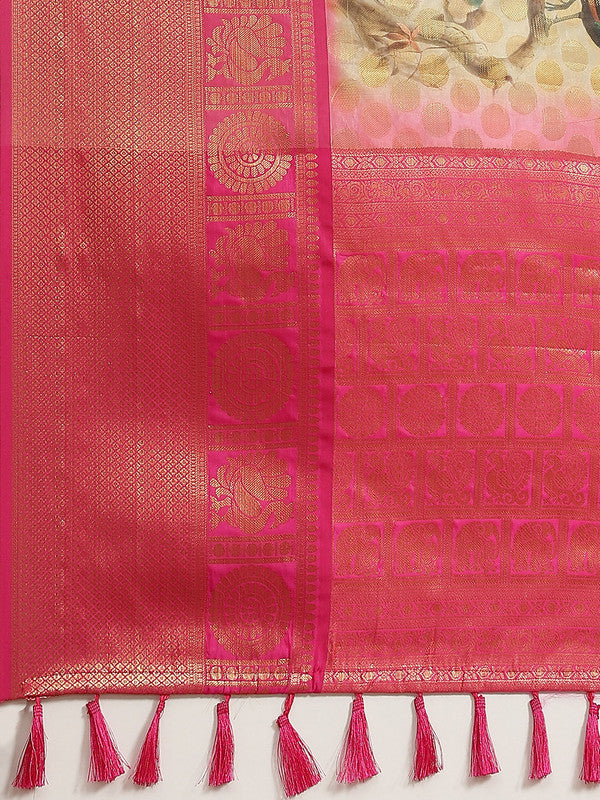 Multicolor Art Silk Printed Polka Dots Saree with Unstitched Blouse - Hiral Fashion | Swadesiicart