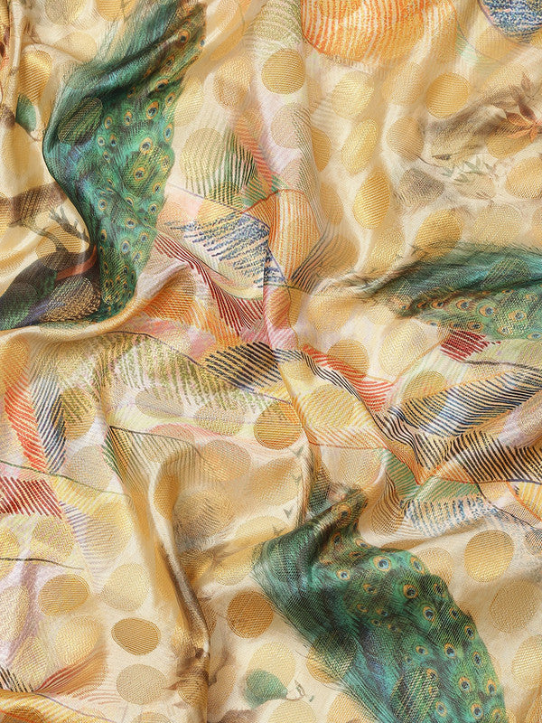 Multicolor Art Silk Printed Polka Dots Saree with Unstitched Blouse - Hiral Fashion | Swadesiicart