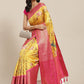 Yellow Art Silk Printed Polka Dots Saree with Unstitched Blouse - Hiral Fashion | Swadesiicart