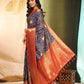 Blue Silk Blend Digital Print Bandhani Saree with Unstitched Blouse - Hiral Fashion | Swadesiicart