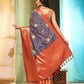 Blue Silk Blend Digital Print Bandhani Saree with Unstitched Blouse - Hiral Fashion | Swadesiicart