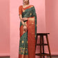 Green Silk Blend Digital Print Bandhani Saree with Unstitched Blouse - Hiral Fashion | Swadesiicart