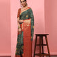 Green Silk Blend Digital Print Bandhani Saree with Unstitched Blouse - Hiral Fashion | Swadesiicart