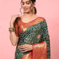 Green Silk Blend Digital Print Bandhani Saree with Unstitched Blouse - Hiral Fashion | Swadesiicart