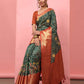 Green Silk Blend Digital Print Bandhani Saree with Unstitched Blouse - Hiral Fashion | Swadesiicart