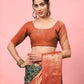 Green Silk Blend Digital Print Bandhani Saree with Unstitched Blouse - Hiral Fashion | Swadesiicart