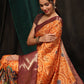 Orange Silk Blend Digital Print Bandhani Saree with Unstitched Blouse - Hiral Fashion | Swadesiicart