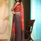 Red Silk Blend Digital Print Bandhani Saree with Unstitched Blouse - Hiral Fashion | Swadesiicart