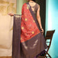 Red Silk Blend Digital Print Bandhani Saree with Unstitched Blouse - Hiral Fashion | Swadesiicart