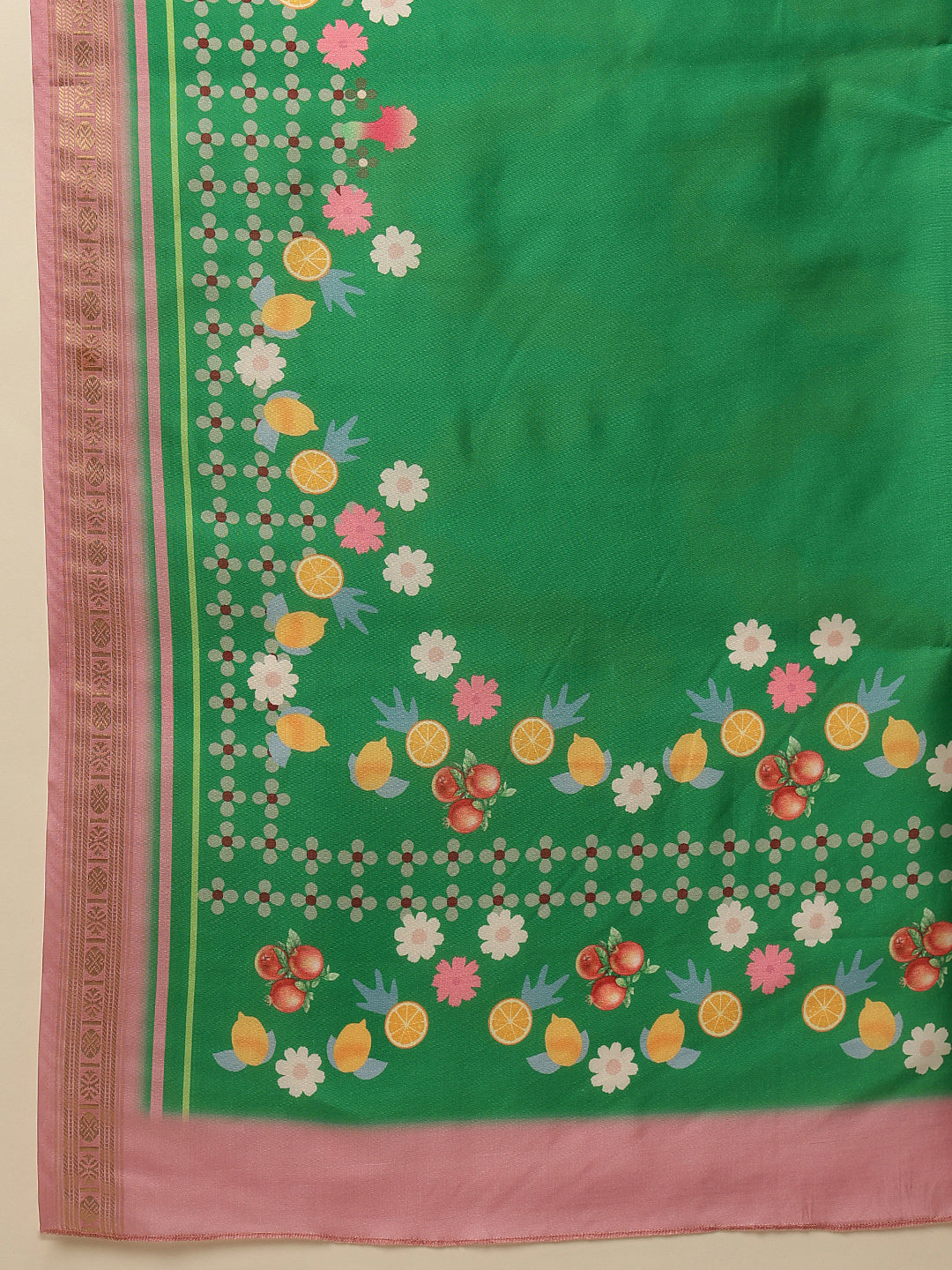 Hiral Fashion Green Banarasi Art Silk Abstract Digital Printed Saree | Swadesiicart