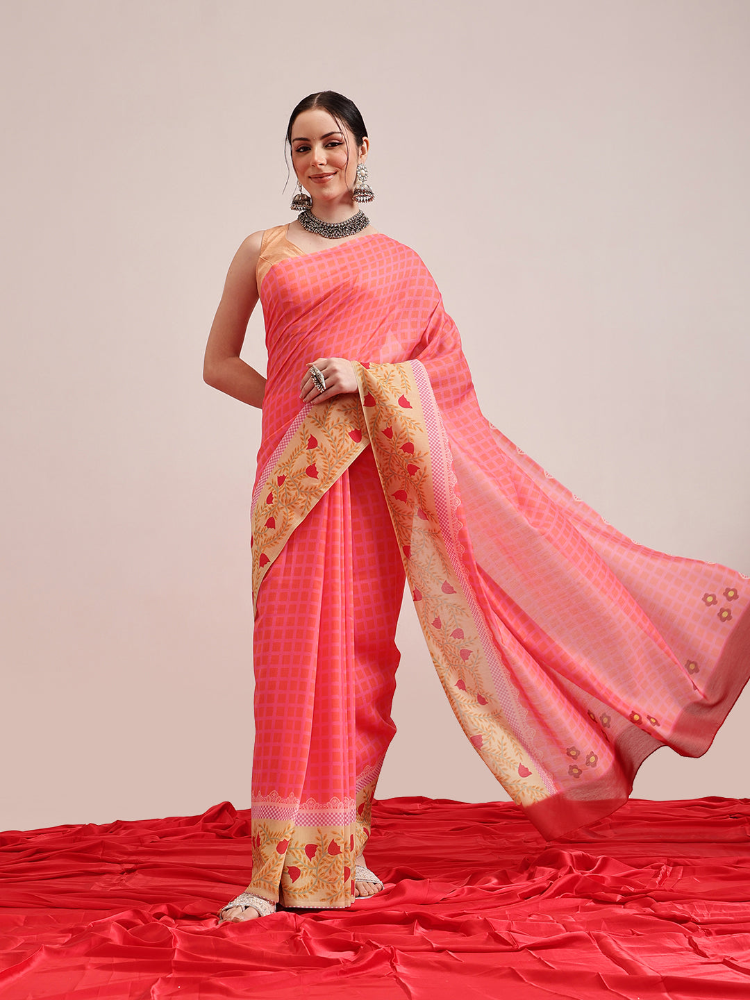 Hiral Fashion Pink Bollywood Mul Cotton Abstract Digital Printed Saree | Swadesiicart