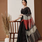 Hiral Fashion Black Bollywood Mul Cotton Stripes Digital Printed Saree | Swadesiicart