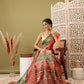 Green Silk Blend Digital Print Ikkat Saree with Unstitched Blouse - Hiral Fashion | Swadesiicart