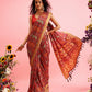 Maroon Silk Blend Digital Print Ikkat Saree with Unstitched Blouse - Hiral Fashion | Swadesiicart