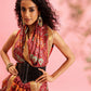 Maroon Silk Blend Digital Print Ikkat Saree with Unstitched Blouse - Hiral Fashion | Swadesiicart