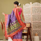 Royal Blue Silk Blend Digital Print Ikkat Saree with Unstitched Blouse - Hiral Fashion | Swadesiicart