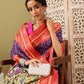 Royal Blue Silk Blend Digital Print Ikkat Saree with Unstitched Blouse - Hiral Fashion | Swadesiicart