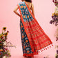 Turquoise Silk Blend Digital Print Ikkat Saree with Unstitched Blouse - Hiral Fashion | Swadesiicart