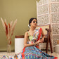White Silk Blend Digital Print Ikkat Saree with Unstitched Blouse - Hiral Fashion | Swadesiicart