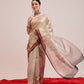Hiral Fashion Beige Banarasi Cotton Silk Pichwai Digital Printed Saree | Swadesiicart