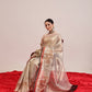 Hiral Fashion Beige Banarasi Cotton Silk Pichwai Digital Printed Saree | Swadesiicart