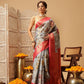 Hiral Fashion Grey Banarasi Tissue Silk Floral Digital Printed Saree | Swadesiicart