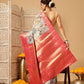 Hiral Fashion Grey Banarasi Tissue Silk Floral Digital Printed Saree | Swadesiicart