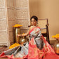 Hiral Fashion Grey Banarasi Tissue Silk Floral Digital Printed Saree | Swadesiicart