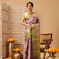Hiral Fashion Lavender Banarasi Tissue Silk Floral Digital Printed Saree | Swadesiicart
