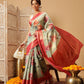 Hiral Fashion Olive Banarasi Tissue Silk Floral Digital Printed Saree | Swadesiicart