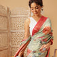 Hiral Fashion Olive Banarasi Tissue Silk Floral Digital Printed Saree | Swadesiicart