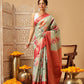 Hiral Fashion Olive Banarasi Tissue Silk Floral Digital Printed Saree | Swadesiicart