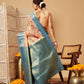 Hiral Fashion Peach Banarasi Tissue Silk Floral Digital Printed Saree | Swadesiicart
