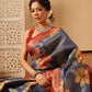 Hiral Fashion Blue Banarasi Tissue Silk Floral Digital Printed Saree | Swadesiicart