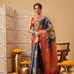 Hiral Fashion Blue Banarasi Tissue Silk Floral Digital Printed Saree | Swadesiicart
