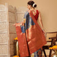 Hiral Fashion Blue Banarasi Tissue Silk Floral Digital Printed Saree | Swadesiicart