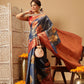 Hiral Fashion Blue Banarasi Tissue Silk Floral Digital Printed Saree | Swadesiicart