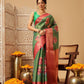 Hiral Fashion Green Banarasi Tissue Silk Floral Digital Printed Saree | Swadesiicart