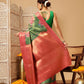 Hiral Fashion Green Banarasi Tissue Silk Floral Digital Printed Saree | Swadesiicart