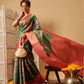 Hiral Fashion Green Banarasi Tissue Silk Floral Digital Printed Saree | Swadesiicart