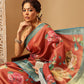 Hiral Fashion Peach Banarasi Tissue Silk Floral Digital Printed Saree | Swadesiicart