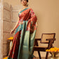 Hiral Fashion Peach Banarasi Tissue Silk Floral Digital Printed Saree | Swadesiicart