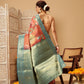 Hiral Fashion Peach Banarasi Tissue Silk Floral Digital Printed Saree | Swadesiicart