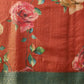 Hiral Fashion Peach Banarasi Tissue Silk Floral Digital Printed Saree | Swadesiicart