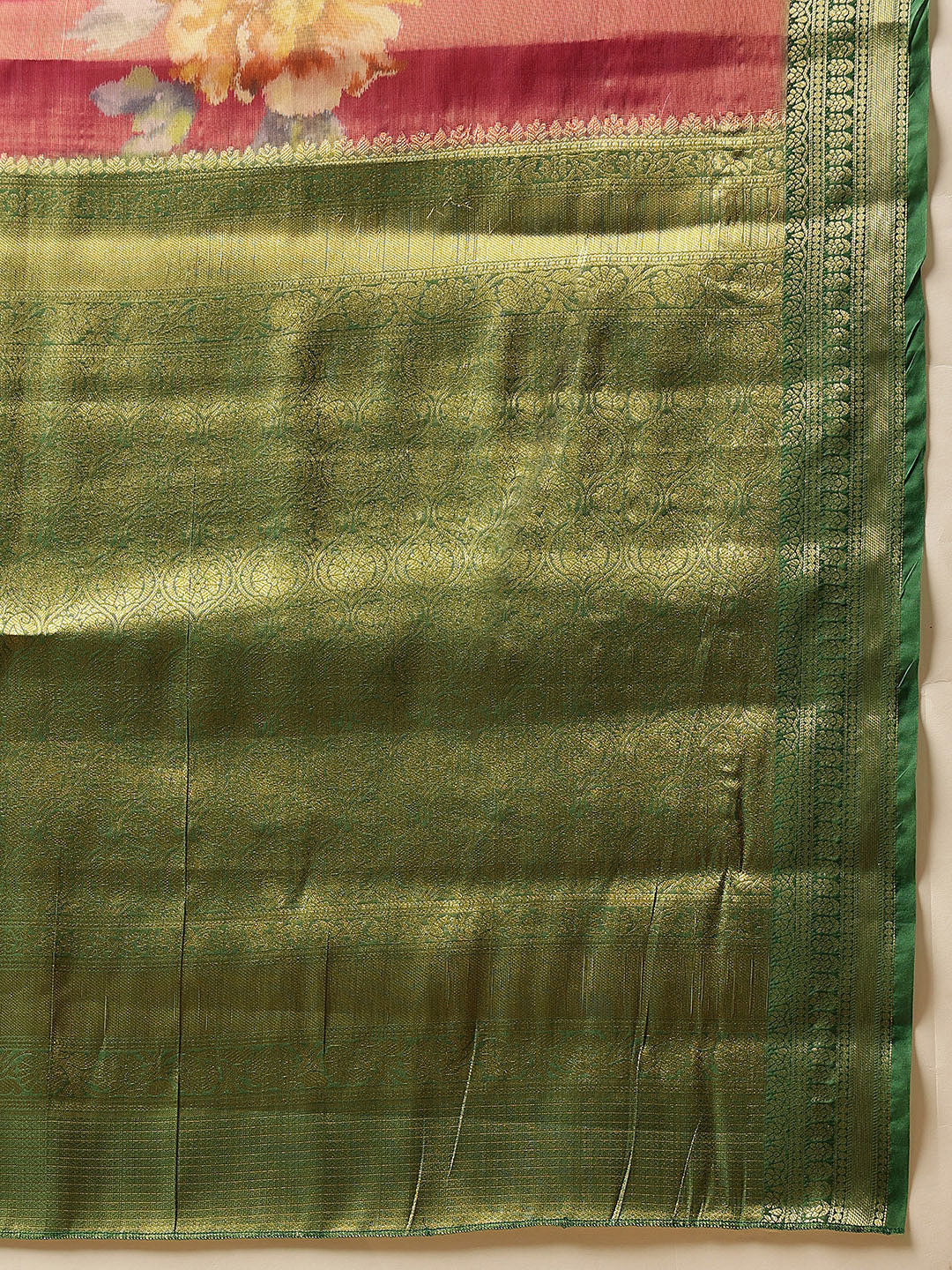 Hiral Fashion Pink Banarasi Tissue Silk Floral Digital Printed Saree | Swadesiicart
