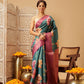 Hiral Fashion Teal Banarasi Tissue Silk Floral Digital Printed Saree | Swadesiicart