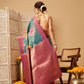 Hiral Fashion Teal Banarasi Tissue Silk Floral Digital Printed Saree | Swadesiicart
